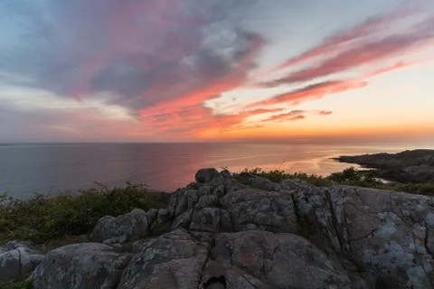 Sunset at the coast of Sweden Stock Photos