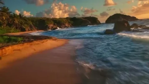 Sunset Coastal Beach Aerial View Video stock 328647328