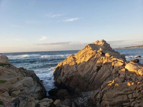 Sunset coastal cliffs 17 Mile Drive California scenic landscape Stock Photos