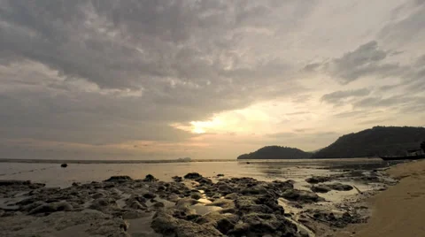 Sunset at coastal line Stock Footage 33765725