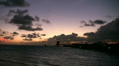 Sunset at the coastline of curacao Stock Footage 320841