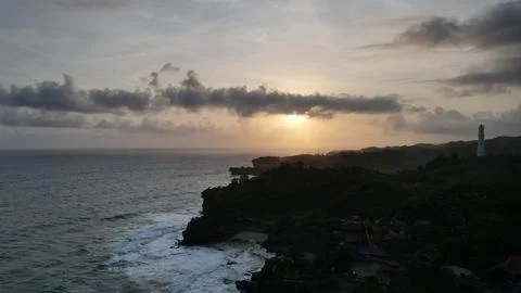 Sunset Coastline Lighthouse View. Stock Photos