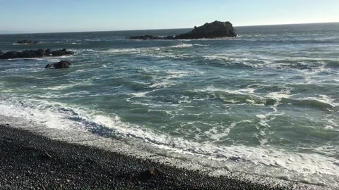 Sunset on cobbles beach Stock Footage 202187394