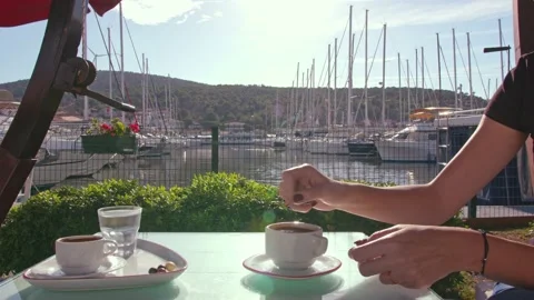 Sunset Coffee At The Marine  Stock Footage 165215449