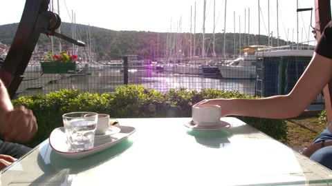 Sunset Coffee At The Marine  Stock Footage 165220024