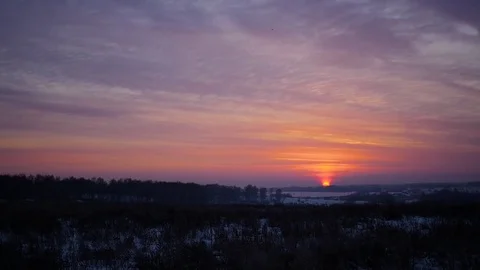 The sunset in cold winter day. red sky 스톡 동영상 69876687