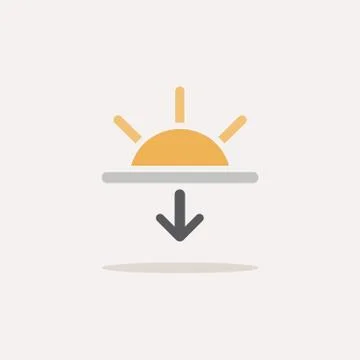 Sunset. Color icon with shadow. Weather vector illustration Stock Illustration