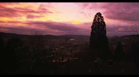 Sunset with colored sky Stock Footage 32237085