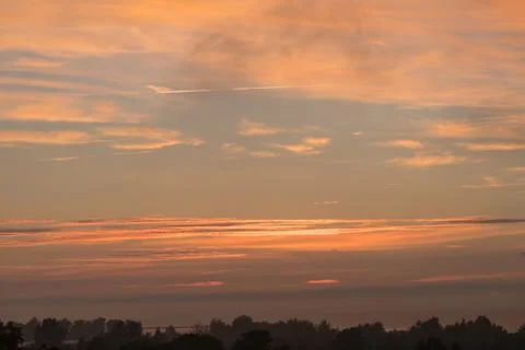 Sunset with colored sky Stock Photos