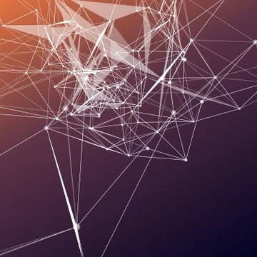 Sunset colors abstract background gradient. Connecting dots with lines Stock Illustration