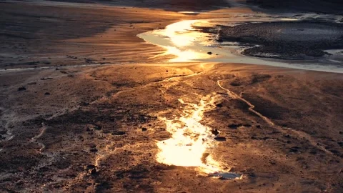 Sunset Colors on Mud Lava Stock Footage 147232282