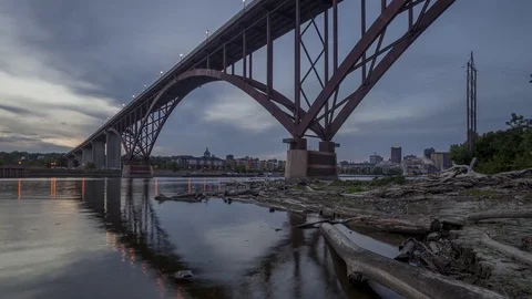 Sunset Colors under St. Paul's High Bridge Stock Footage 81143728