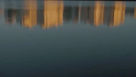 Sunset colors on the water surface. Stock Footage 196243265