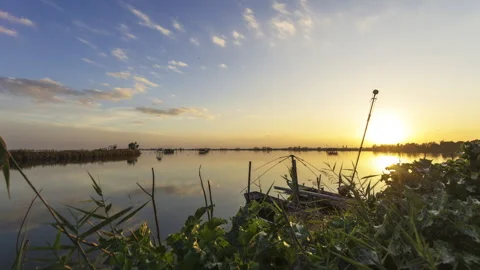Sunset in Comacchio valleys Stock Footage 322675245