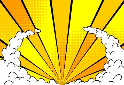 Sunset comic background. Bright pop art with halftone color. Comics book cartoon Stock Illustration