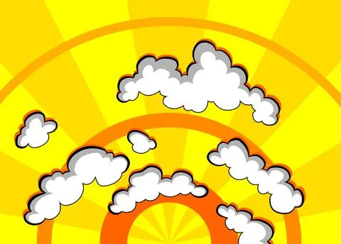 Sunset comic background. Bright pop art with halftone color. Comics book cartoon Stock Illustration