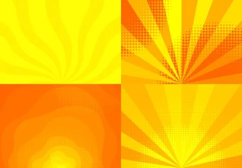 Sunset comic background set. Bright pop art with halftone color. Comics book Stock Illustration