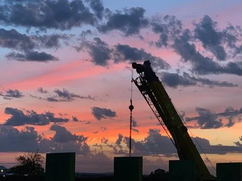 Sunset Construction Crane Stock Photos