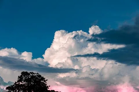 Sunset contrasting sky Stock Photos