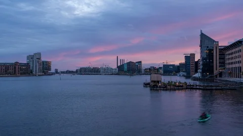 Sunset in Copenhagen Stock Footage 129259996