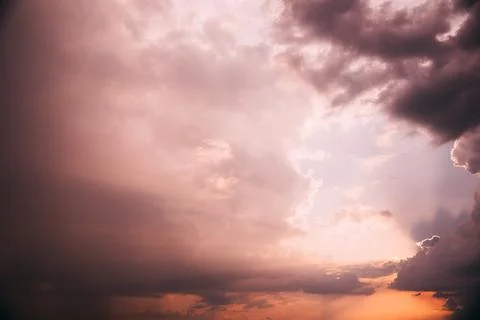 Sunset Copy Space Sunset Cloudy Sky With Evening Clouds Natural Background .. Stock Photos