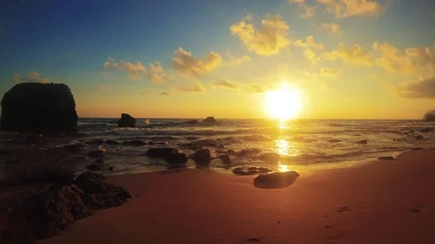 Sunset in the Corfu Agios Gordios Stock Footage 100264552