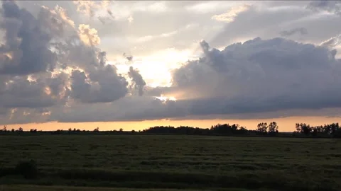 Sunset in country with dramatic clouds Stock Footage 133291290