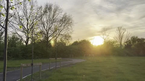 Sunset at country park Stock Footage 281250421