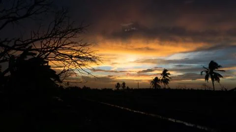 Sunset at country side Stock Photos