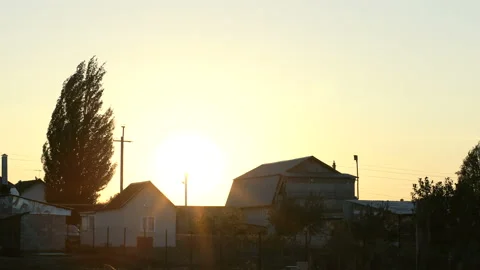 Sunset in the countryside, evening, the sun sets Stock Footage 93048986