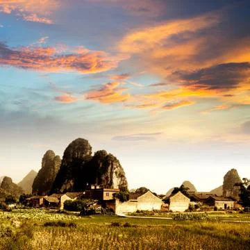 Sunset in the countryside landscape Foto stock