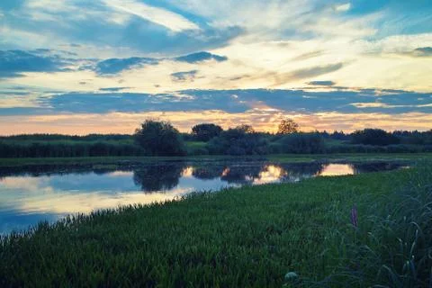 Sunset in the countryside Stock Photos