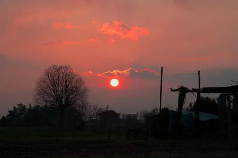 Sunset in the countryside Stock Photos