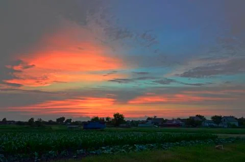 Sunset in the countryside. Stock Photos