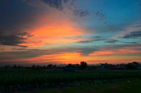 Sunset in the countryside. Stock Photos