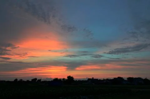 Sunset in the countryside. Stock Photos