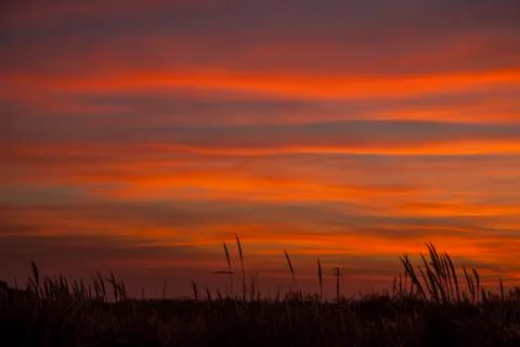 Sunset in the countryside Stock Photos