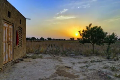 Sunset in countryside Stock Photos