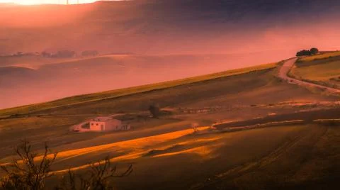 Sunset on the countryside Stock Photos