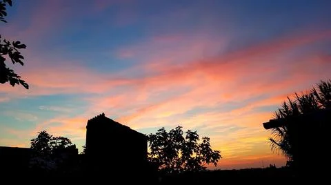Sunset in the countryside Stock Photos