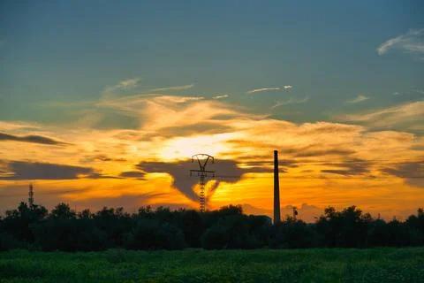 Sunset in the countryside 库存照片