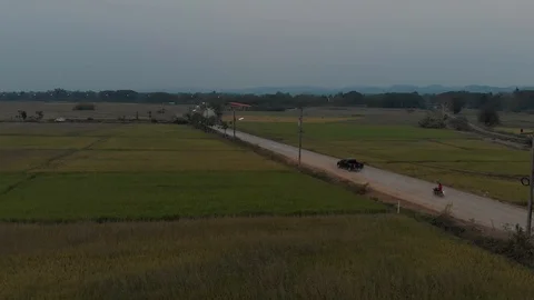 Sunset at countryside road Stock Footage 88647623