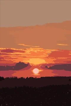 Sunset in the countryside. Rural landscape. Vector illustration Stock Illustration