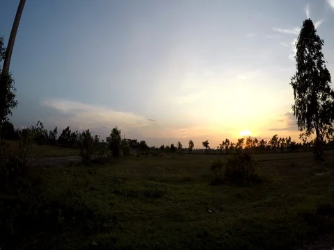 Sunset in the countryside (Time lapse) Stock Footage 74537339