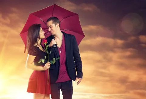 Sunset couple Stock Photos