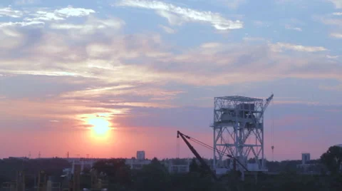 Sunset Crane Timelapse Stock Footage 43409231