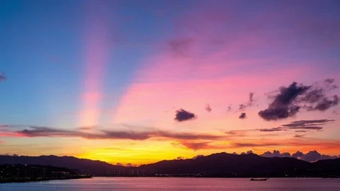 Sunset Crepuscular Rays - time lapse Stock Footage 115641070