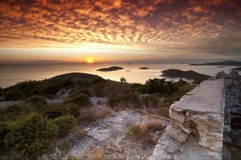 Sunset in Croatia 스톡 사진