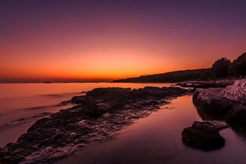 Sunset Croatian beach Stock Photos