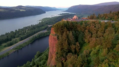 Sunset Crown Point Columbia River Gorge Oregon. Stock Footage 226421859